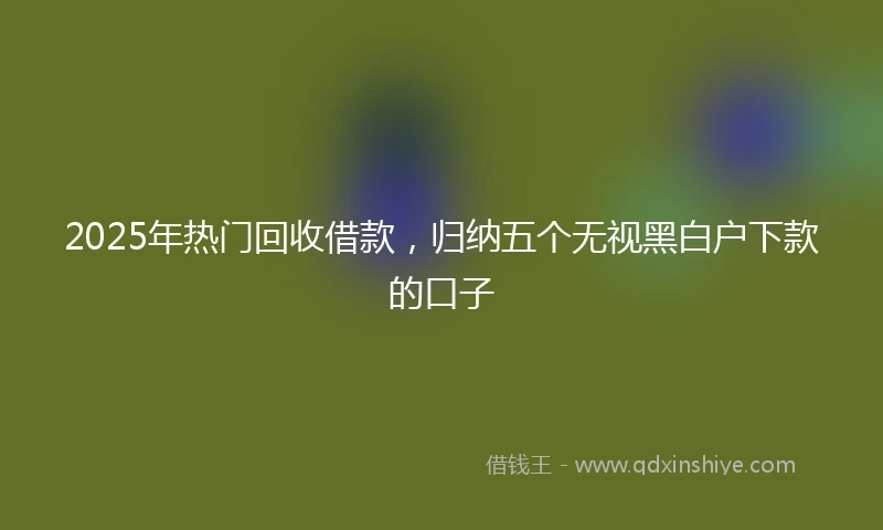 2025年热门回收借款，归纳五个无视黑白户下款的口子