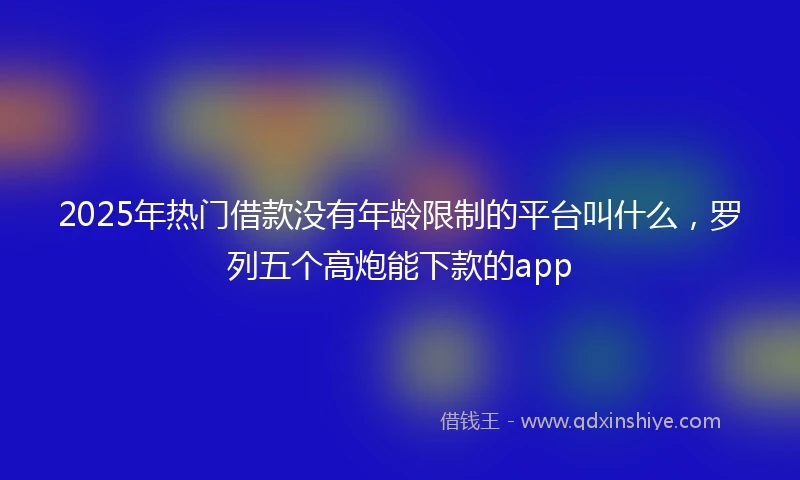 2025年热门借款没有年龄限制的平台叫什么，罗列五个高炮能下款的app