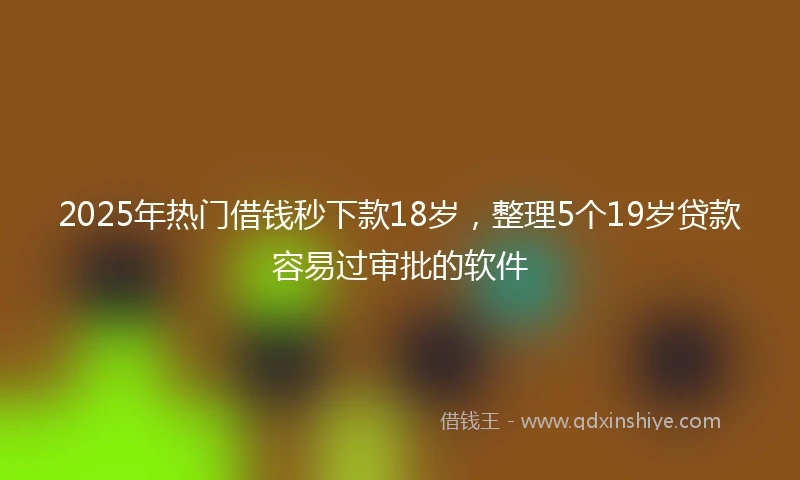 2025年热门借钱秒下款18岁，整理5个19岁贷款容易过审批的软件