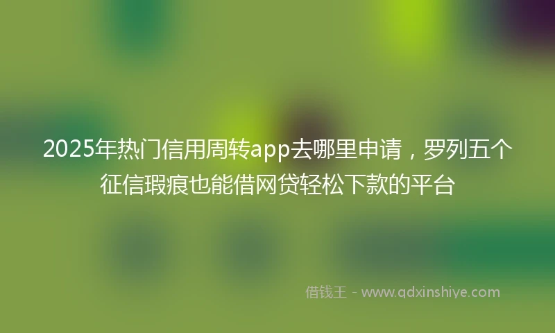 2025年热门信用周转app去哪里申请，罗列五个征信瑕疵也能借网贷轻松下款的平台