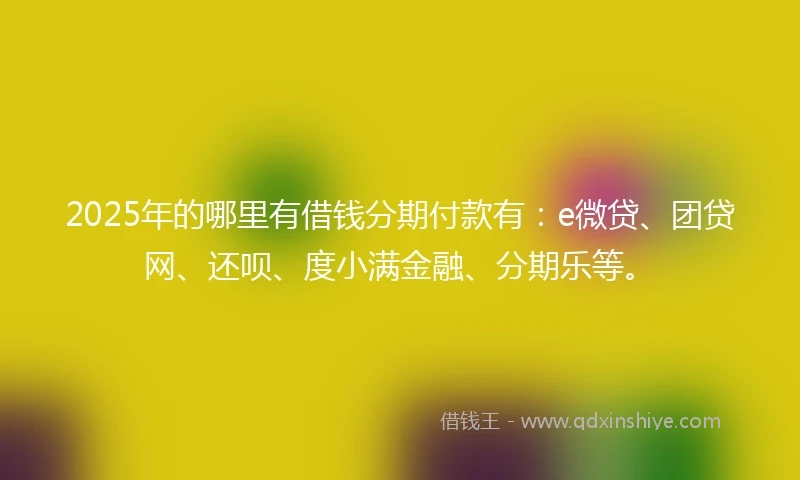 2025年的哪里有借钱分期付款有：e微贷、团贷网、还呗、度小满金融、分期乐等。