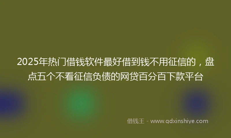 2025年热门借钱软件最好借到钱不用征信的，盘点五个不看征信负债的网贷百分百下款平台