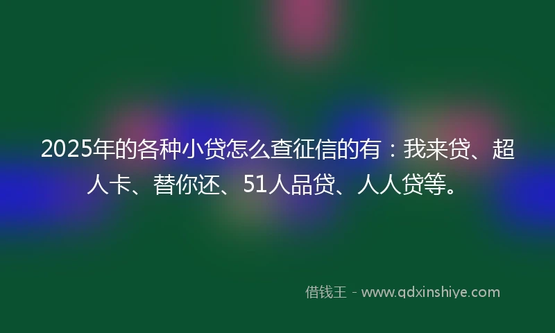 2025年的各种小贷怎么查征信的有：我来贷、超人卡、替你还、51人品贷、人人贷等。