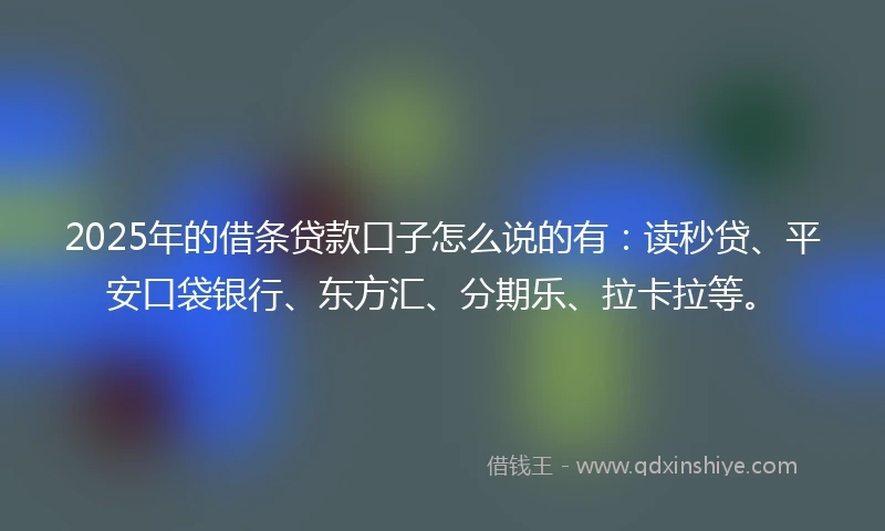 2025年的借条贷款口子怎么说的有：读秒贷、平安口袋银行、东方汇、分期乐、拉卡拉等。