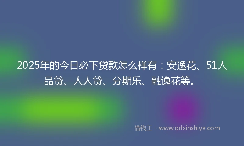2025年的今日必下贷款怎么样有:安逸花、51人品贷、人人贷、分期乐、融逸花等。