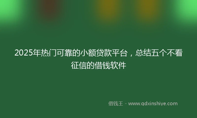 2025年热门可靠的小额贷款平台，总结五个不看征信的借钱软件