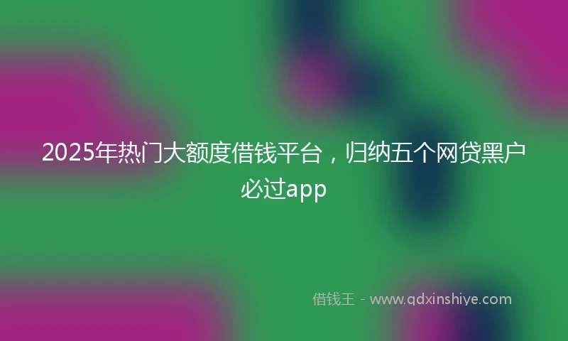 2025年热门大额度借钱平台，归纳五个网贷黑户必过app