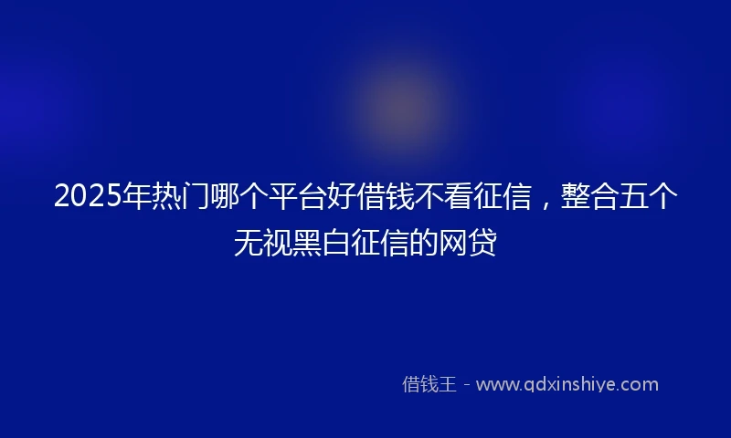 2025年热门哪个平台好借钱不看征信，整合五个无视黑白征信的网贷