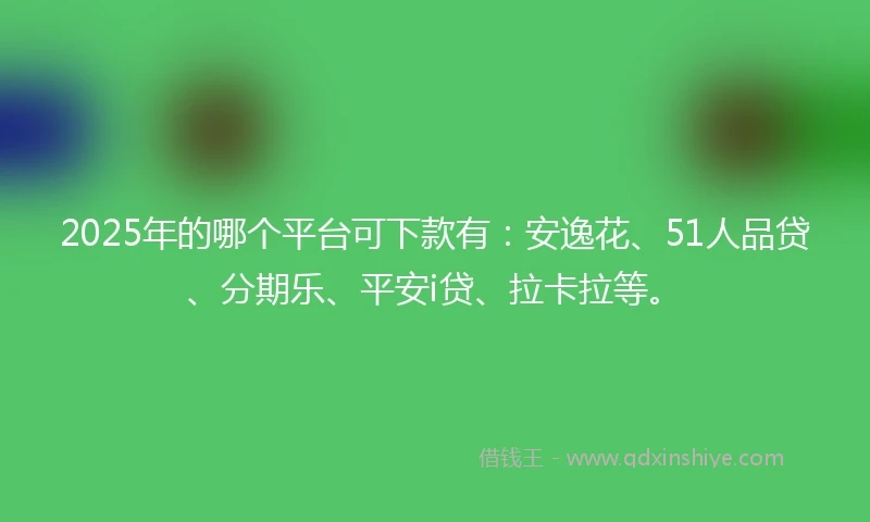 2025年的哪个平台可下款有：安逸花、51人品贷、分期乐、平安i贷、拉卡拉等。