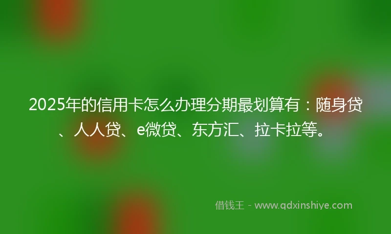 2025年的信用卡怎么办理分期最划算有：随身贷、人人贷、e微贷、东方汇、拉卡拉等。