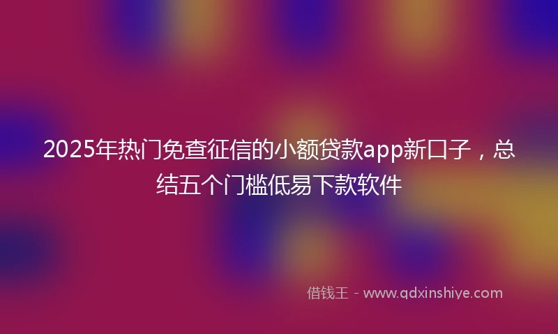 2025年热门免查征信的小额贷款app新口子，总结五个门槛低易下款软件