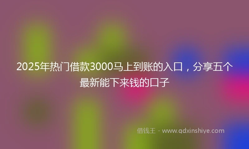 2025年热门借款3000马上到账的入口，分享五个最新能下来钱的口子