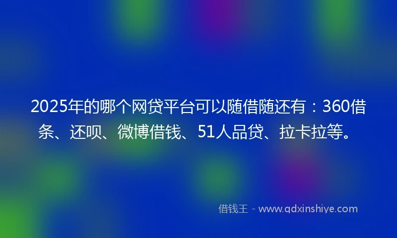 2025年的哪个网贷平台可以随借随还有：360借条、还呗、微博借钱、51人品贷、拉卡拉等。