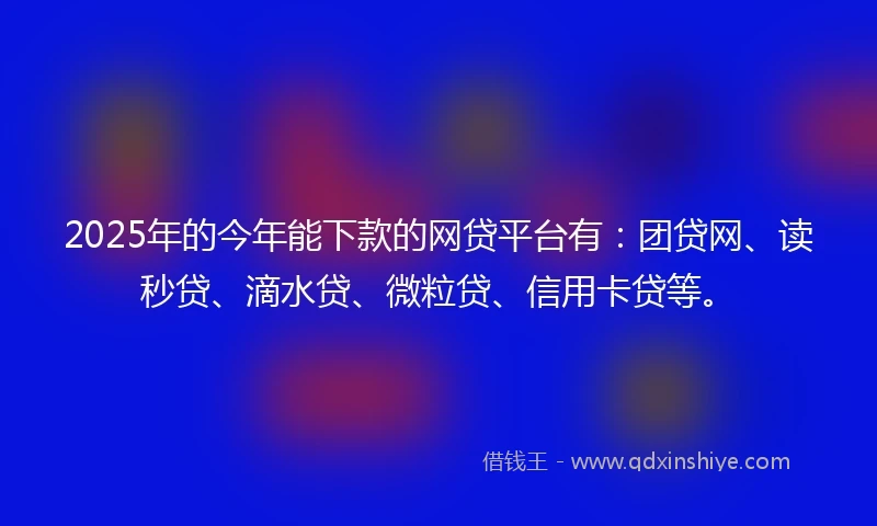 2025年的今年能下款的网贷平台有：团贷网、读秒贷、滴水贷、微粒贷、信用卡贷等。