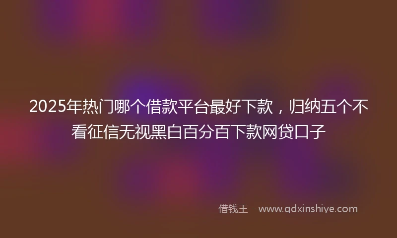 2025年热门哪个借款平台最好下款，归纳五个不看征信无视黑白百分百下款网贷口子