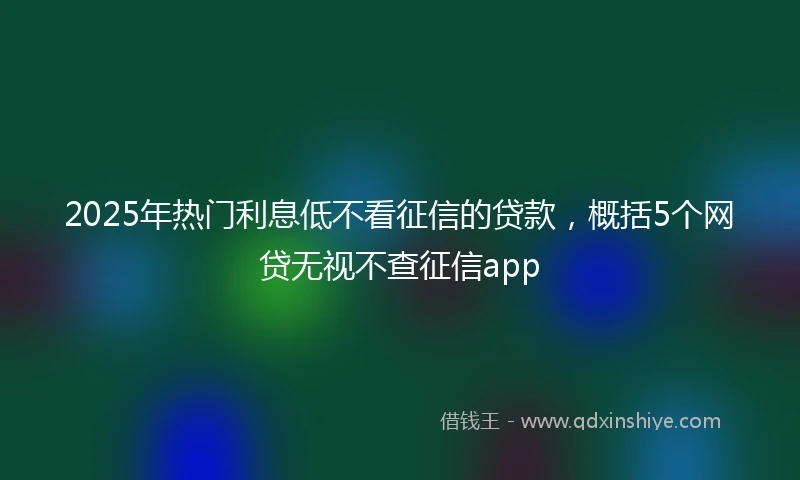 2025年热门利息低不看征信的贷款，概括5个网贷无视不查征信app