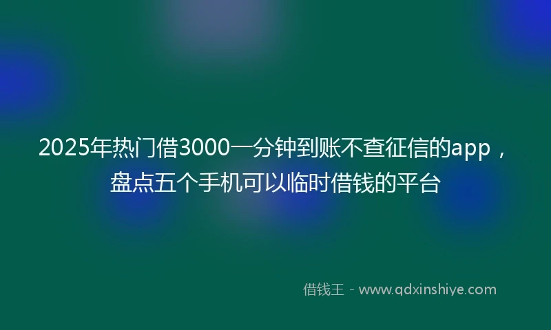 2025年热门借3000一分钟到账不查征信的app,盘点五个手机可以临时借钱的平台