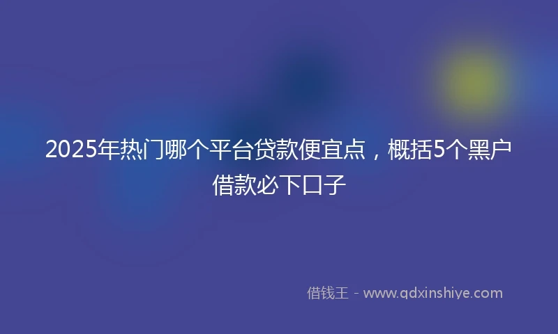 2025年热门哪个平台贷款便宜点，概括5个黑户借款必下口子