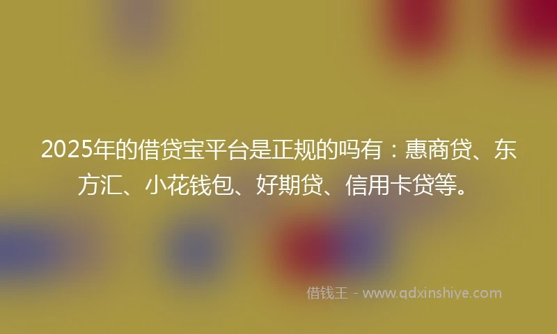 2025年的借贷宝平台是正规的吗有：惠商贷、东方汇、小花钱包、好期贷、信用卡贷等。