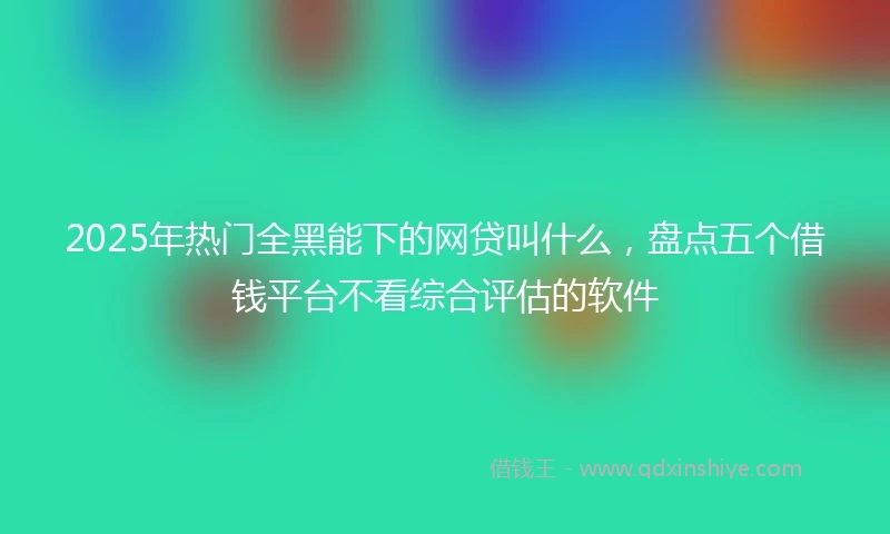 2025年热门全黑能下的网贷叫什么，盘点五个借钱平台不看综合评估的软件