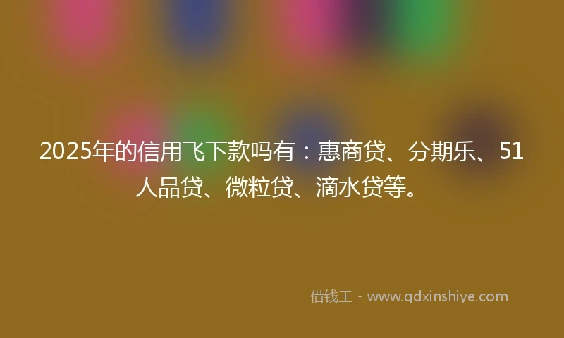 2025年的信用飞下款吗有：惠商贷、分期乐、51人品贷、微粒贷、滴水贷等。