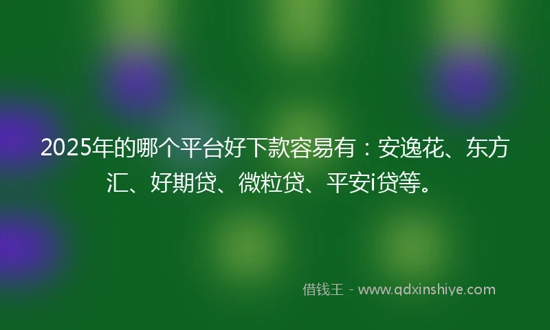 2025年的哪个平台好下款容易有：安逸花、东方汇、好期贷、微粒贷、平安i贷等。