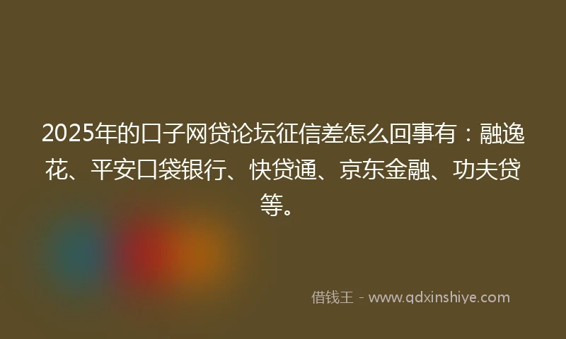2025年的口子网贷论坛征信差怎么回事有:融逸花、平安口袋银行、快贷通、京东金融、功夫贷等。