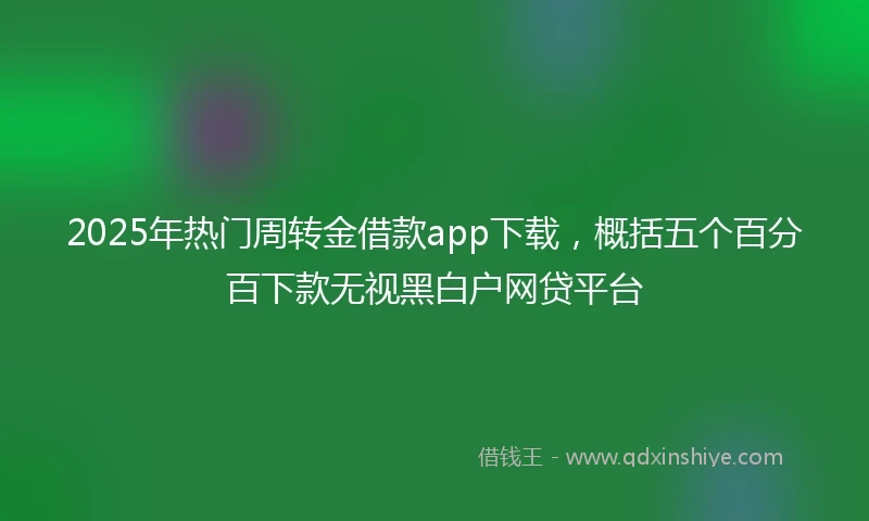 2025年热门周转金借款app下载，概括五个百分百下款无视黑白户网贷平台