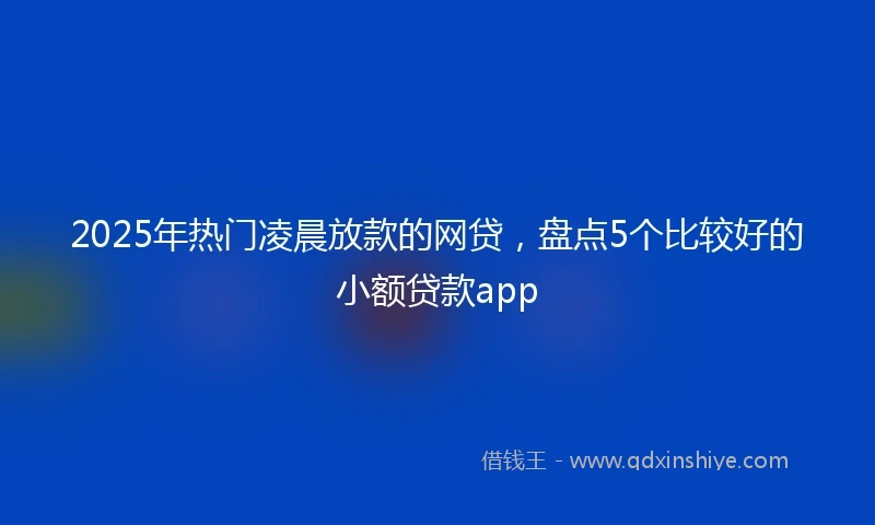 2025年热门凌晨放款的网贷，盘点5个比较好的小额贷款app
