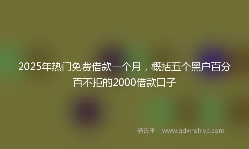 2025年热门免费借款一个月，概括五个黑户百分百不拒的2000借款口子