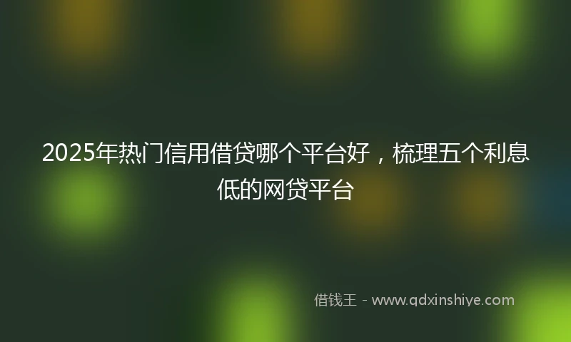 2025年热门信用借贷哪个平台好，梳理五个利息低的网贷平台