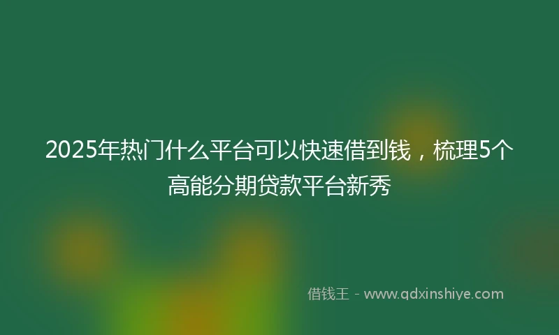 2025年热门什么平台可以快速借到钱，梳理5个高能分期贷款平台新秀