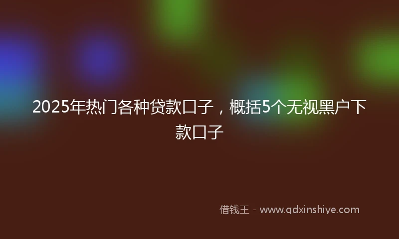 2025年热门各种贷款口子，概括5个无视黑户下款口子