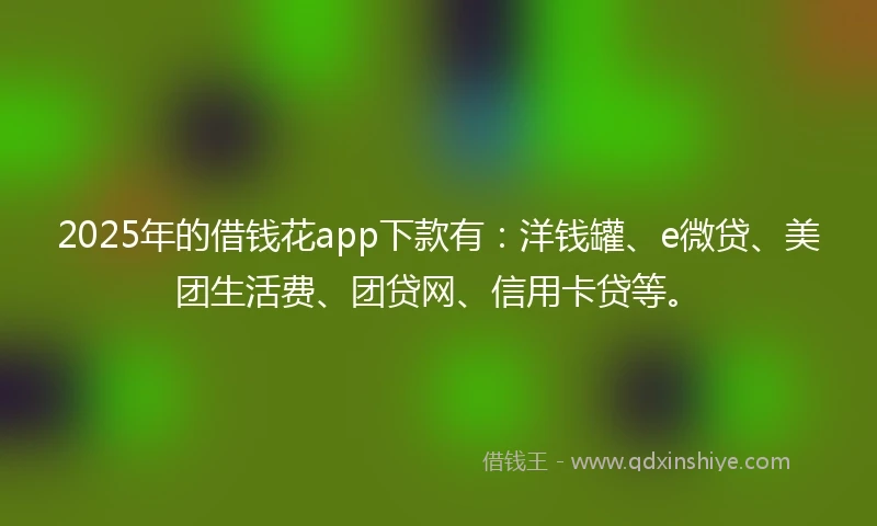 2025年的借钱花app下款有:洋钱罐、e微贷、美团生活费、团贷网、信用卡贷等。
