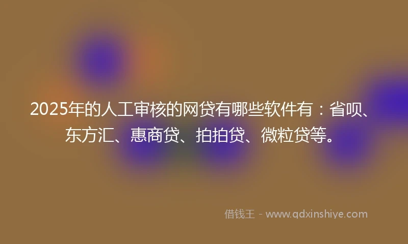 2025年的人工审核的网贷有哪些软件有:省呗、东方汇、惠商贷、拍拍贷、微粒贷等。