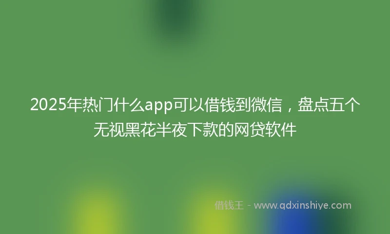 2025年热门什么app可以借钱到微信，盘点五个无视黑花半夜下款的网贷软件