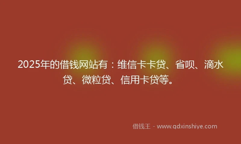 2025年的借钱网站有：维信卡卡贷、省呗、滴水贷、微粒贷、信用卡贷等。