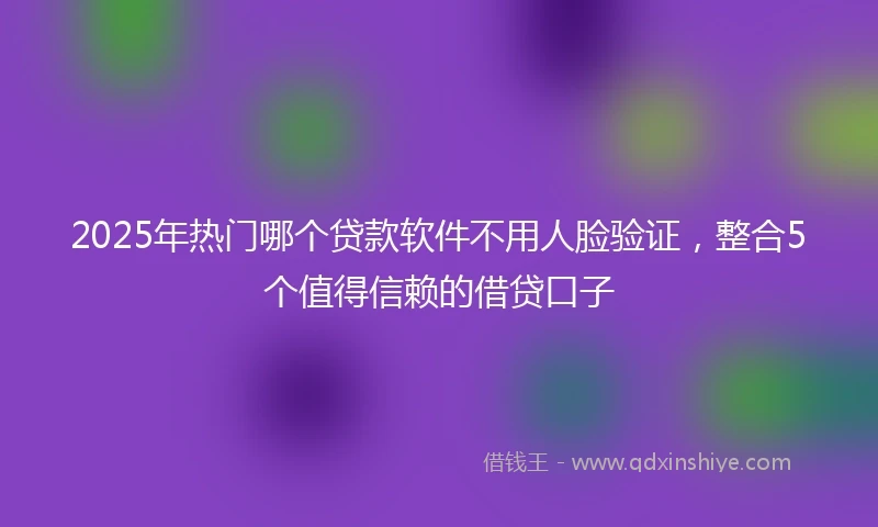 2025年热门哪个贷款软件不用人脸验证，整合5个值得信赖的借贷口子