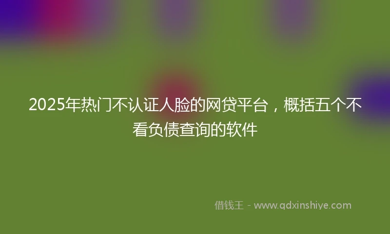 2025年热门不认证人脸的网贷平台，概括五个不看负债查询的软件