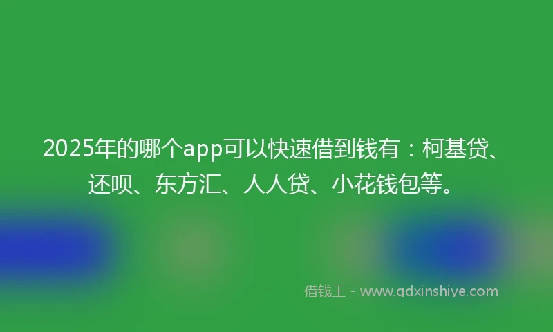 2025年的哪个app可以快速借到钱有：柯基贷、还呗、东方汇、人人贷、小花钱包等。
