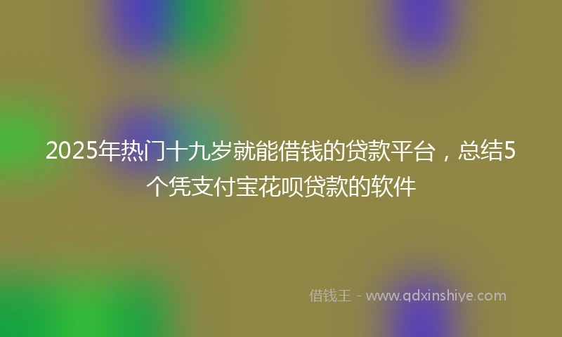 2025年热门十九岁就能借钱的贷款平台，总结5个凭支付宝花呗贷款的软件