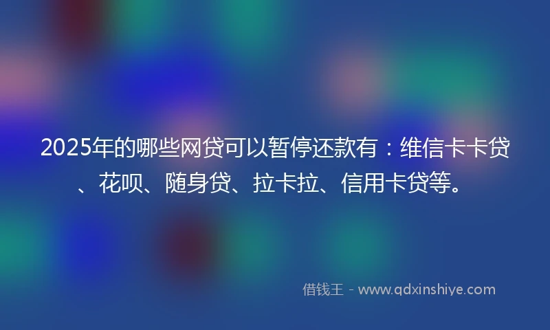 2025年的哪些网贷可以暂停还款有：维信卡卡贷、花呗、随身贷、拉卡拉、信用卡贷等。