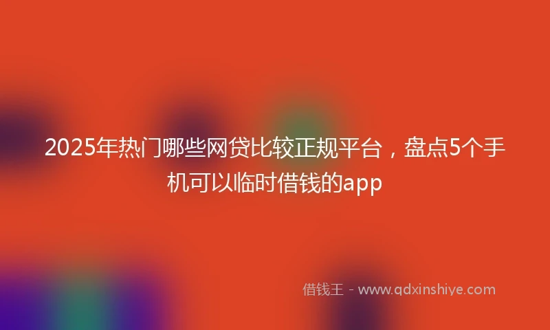 2025年热门哪些网贷比较正规平台，盘点5个手机可以临时借钱的app