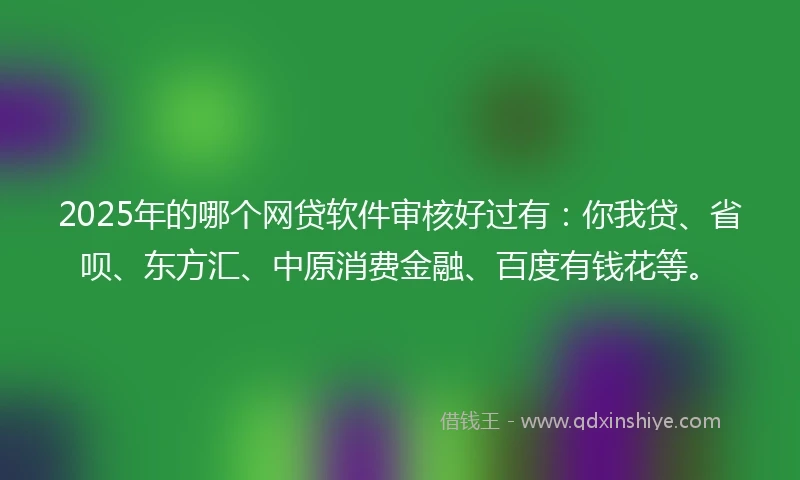 2025年的哪个网贷软件审核好过有：你我贷、省呗、东方汇、中原消费金融、百度有钱花等。