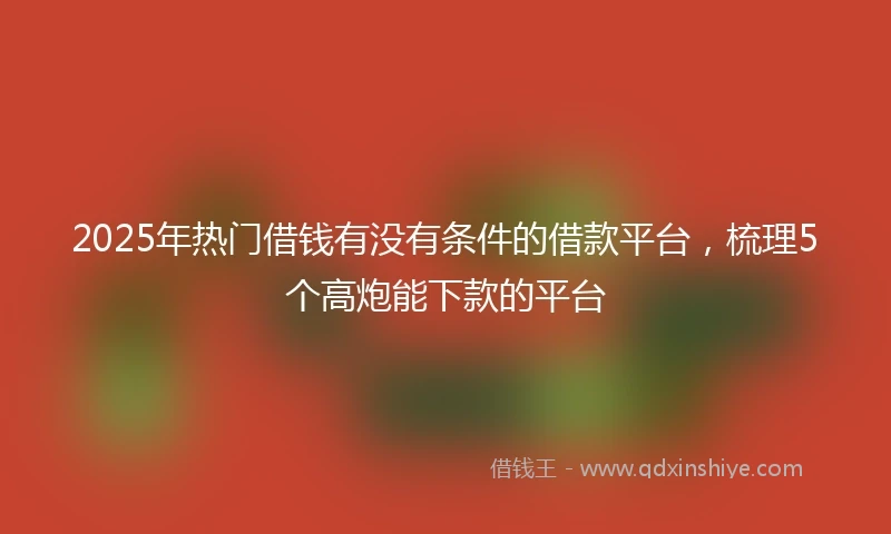 2025年热门借钱有没有条件的借款平台，梳理5个高炮能下款的平台