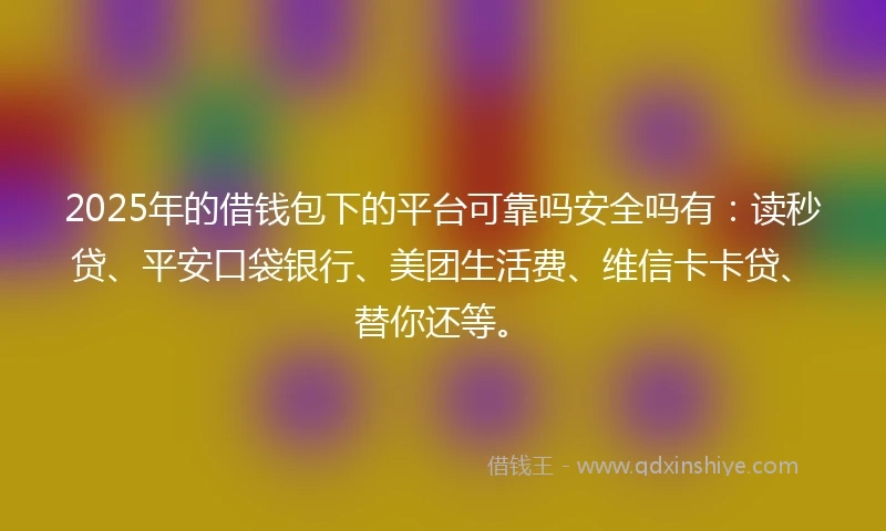 2025年的借钱包下的平台可靠吗安全吗有：读秒贷、平安口袋银行、美团生活费、维信卡卡贷、替你还等。