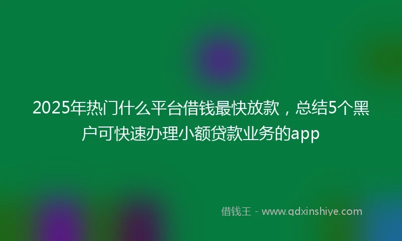 2025年热门什么平台借钱最快放款，总结5个黑户可快速办理小额贷款业务的app