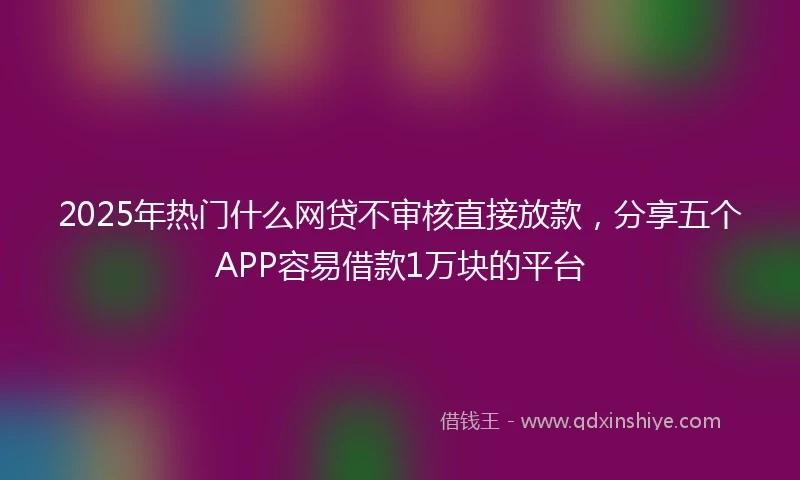 2025年热门什么网贷不审核直接放款，分享五个APP容易借款1万块的平台