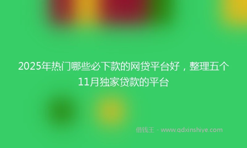 2025年热门哪些必下款的网贷平台好，整理五个11月独家贷款的平台