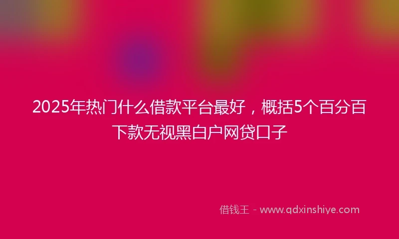 2025年热门什么借款平台最好，概括5个百分百下款无视黑白户网贷口子